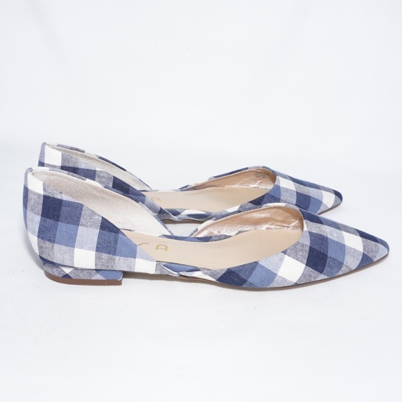 Unisa Blue & White Plaid D'Orsay Pointed-Toe Flats, Size 8 - Picture 8 of 8
